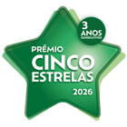 Logotipo Prémio Cinco Estrelas 2026 Ageas Seguros alusivo aos 3 anos de reconhecimento consecutivo